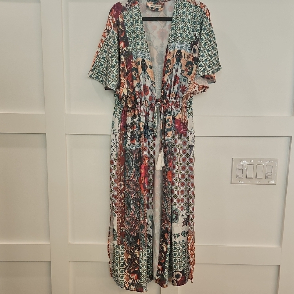 Multicolor Patterned Kimono Dress